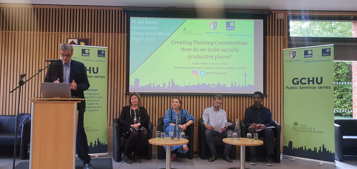 This evening I am glad to be invited to Oxford University @GCHUOxford for a seminar 'Creating Thriving Communities: How do we build socially productive places?' chaired by  Professor Timothy J.Dixon @UniofReading. The research we do co-creation & belonging is key to residents.