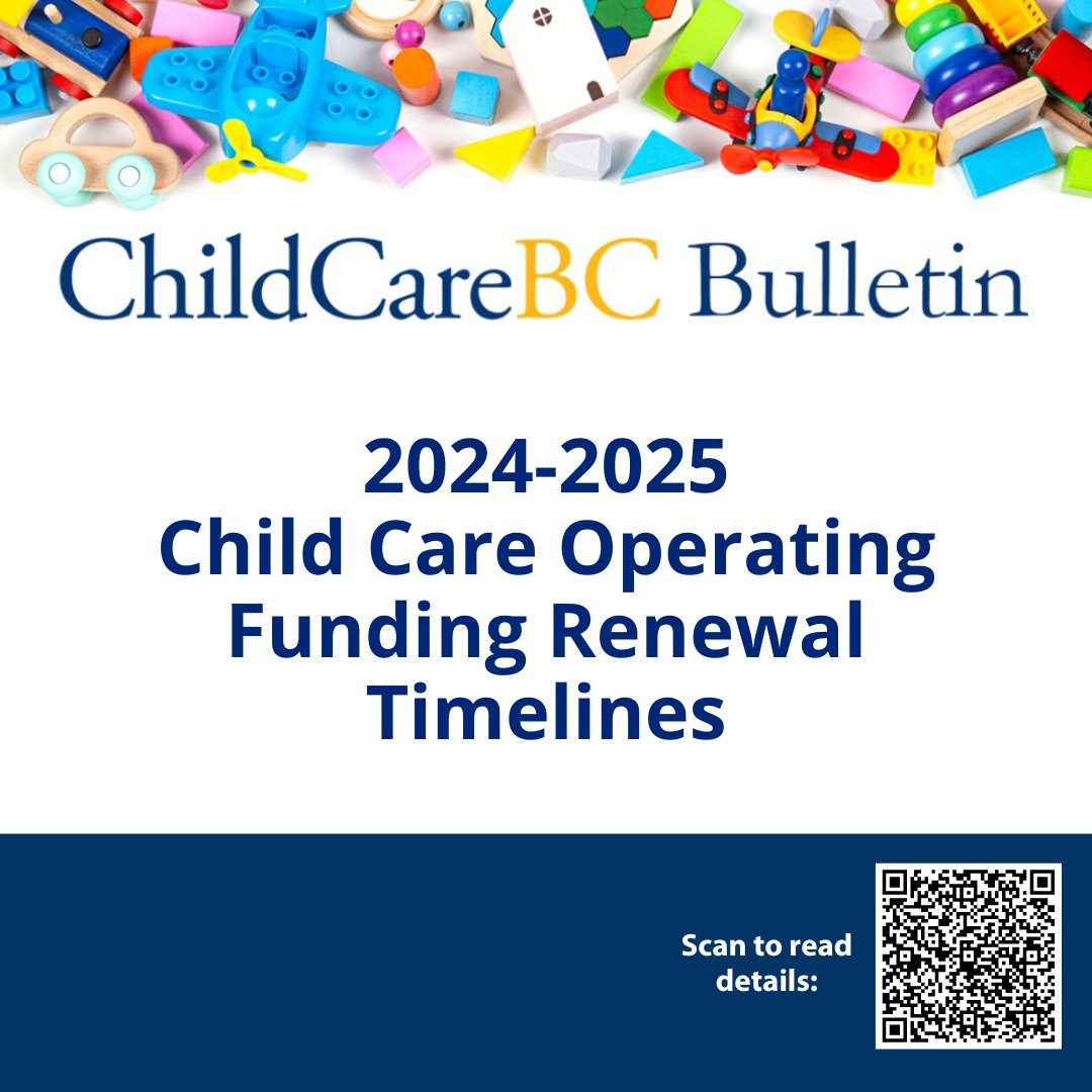 Providers will have until April 30, 2024, to renew their funding and be eligible for April funding. Providers can check for the most up-to-date status of their Child Care Operating Funding renewal using My ChildCareBC Services. www2.gov.bc.ca/gov/content/fa…