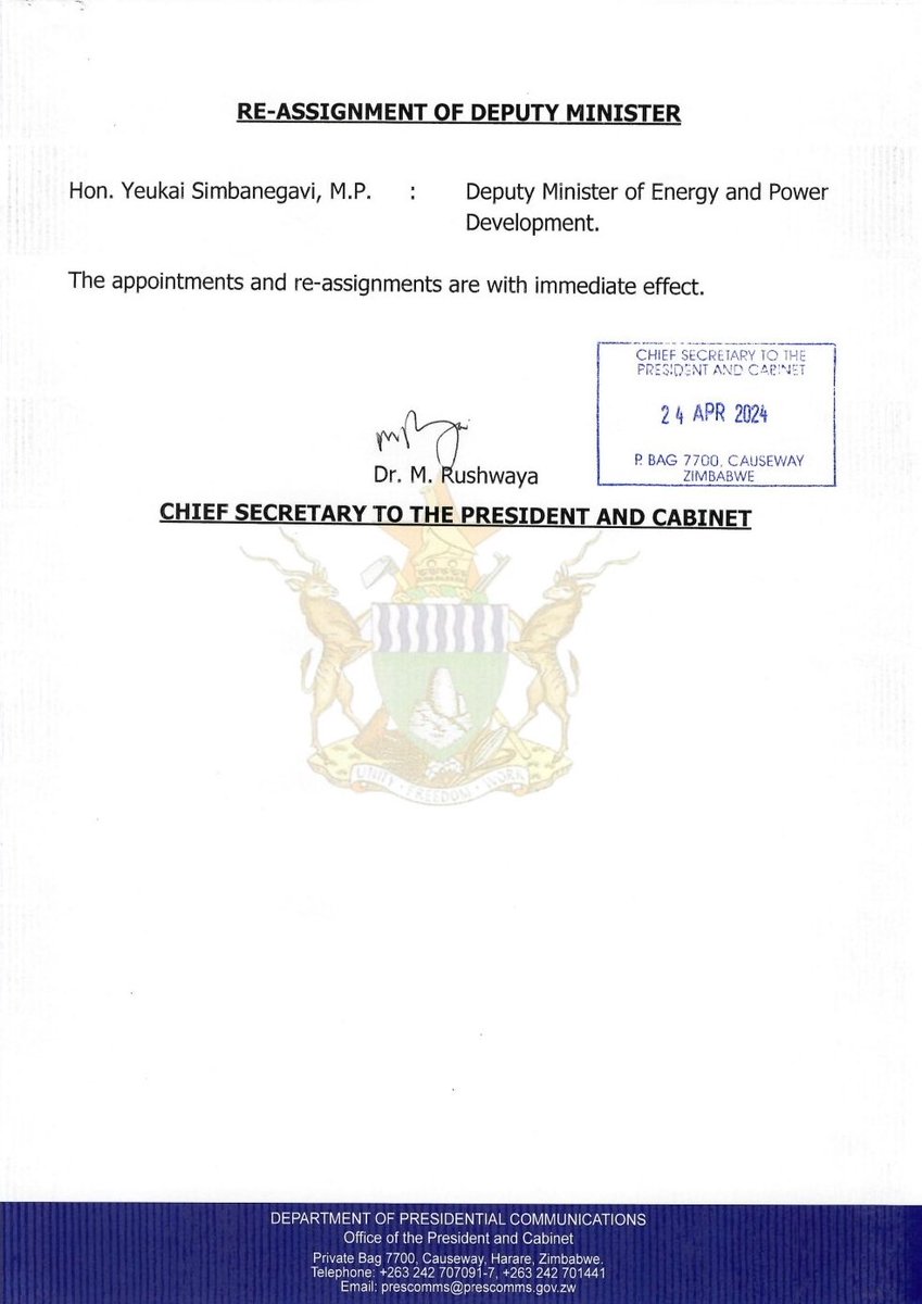 President Emmerson Mnangagwa in mini cabinet reshuffle. Winston Chitando, Zhemu Soda and Daniel Garwe reassigned.