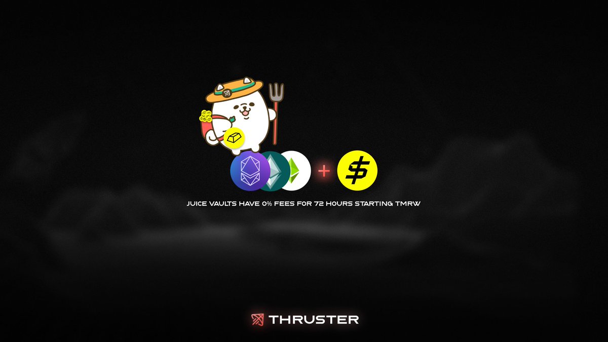One of the best Blast Gold farming opportunities is getting even better! Thruster and @hyperlockfi vaults on Juice now have 0 deposit fee for the three days after tomorrow. Learn more about how you can maximize your Blast Gold via @juice_finance👇 Juice has two primary