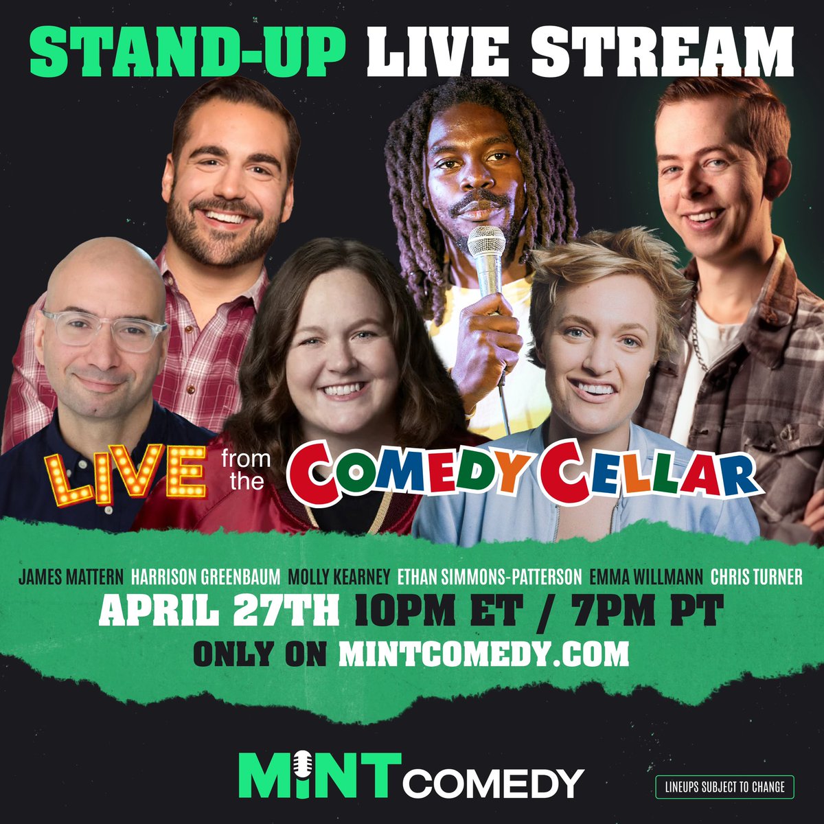 Uncut, uncensored, unbeatable. Watch our livestream of a full 2 hour standup show from the iconic @ComedyCellarUSA this Saturday, only on mintcomedy.com! Featuring: @JamesLmattern @harrisoncomedy @MEATBRICKMOLLY #ethansimmonspatterson @IamEmmaWillmann…