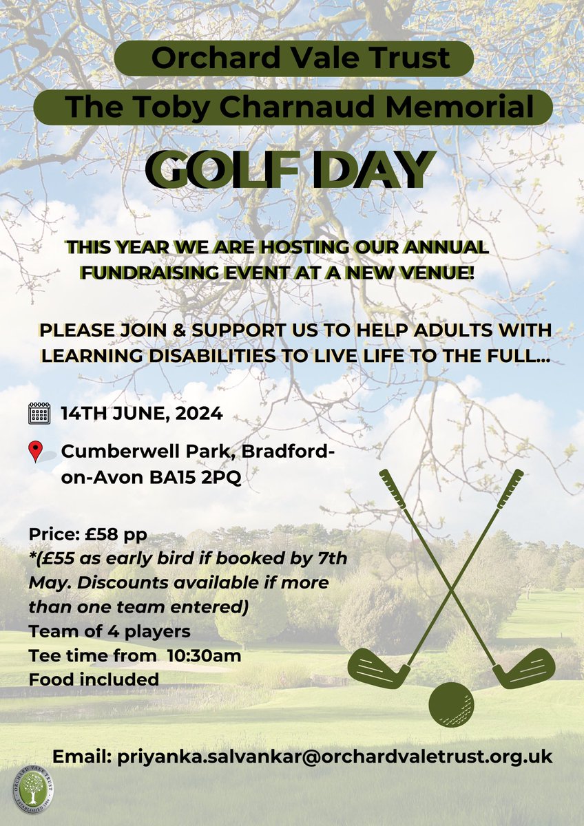 ⛳️ Calling all golfers and supporters ⛳️

Join us for our annual Toby Charnaud Memorial Golf Day on 14th June, 2024 at Cumberwell Park.

Check out our flyer for more details!

#charityevent #fundraiser #charitygolf #giveback #SomersetGolf #wellsgolf #bristolgolf #golfforacause
