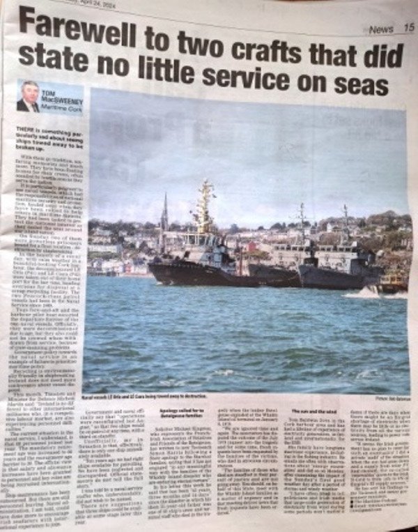 Always sad to see ships heading for break-up. THE ECHO Cork today... My weekly Maritime Cork column.