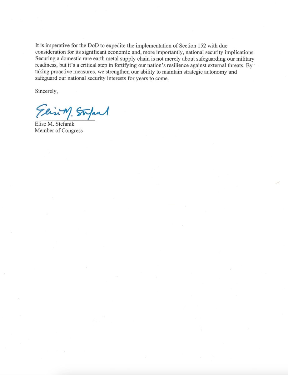 Communist China currently dominates the mining and processing of rare earth metals which poses a serious threat to our national security. 

Today I demanded DoD Secretary Austin expedite U.S. critical mineral extraction as authorized in the NDAA. This action would boost