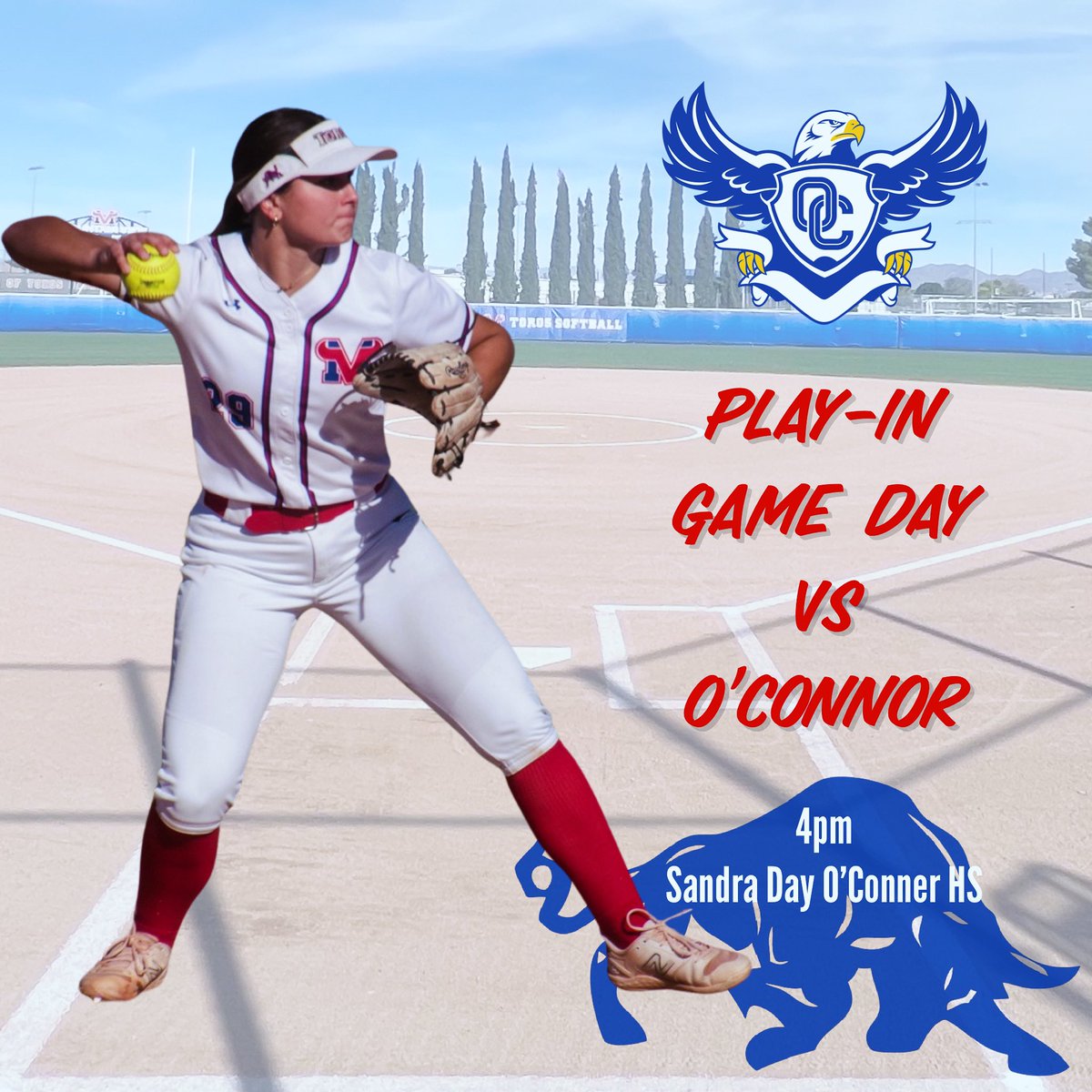 Play-In Game Day vs Sandra Day O’Conner. Game starts at 4pm. For those who cannot make it to O’Conner HS, watch our live stream on GameChanger. Let’s go bring it Toros!! #torotough🤘