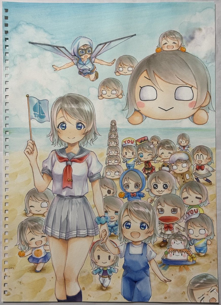 渡辺曜 「「曜ちゃんの皆さん!渡辺曜ちゃん生誕祭会場はこちらでありますっ!」 」|コンタローのイラスト