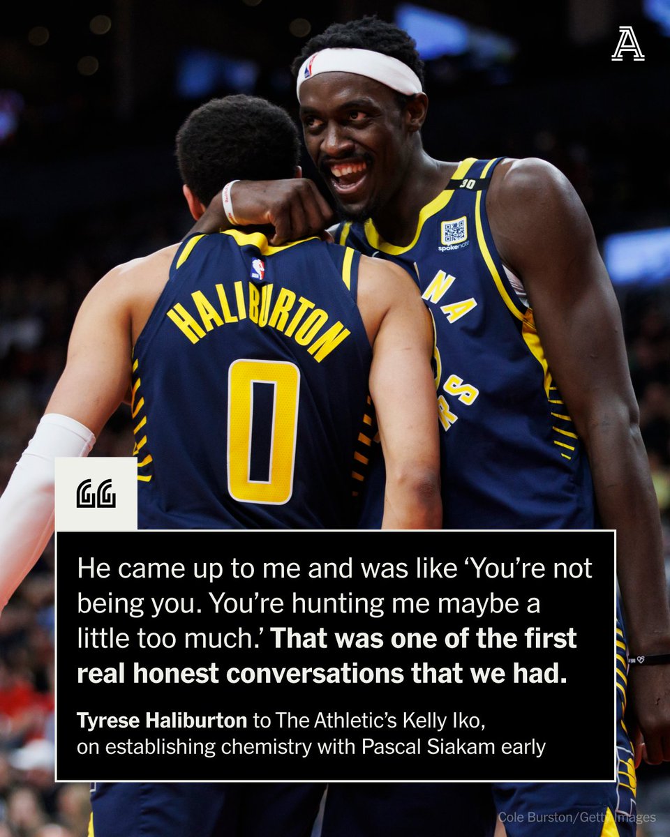 Pascal Siakam has played a huge role in the Pacers' first two playoff games. It wasn't easy for Indiana to integrate him into the offense after a midseason trade, but the work they did early is paying off. @KellyIko on Siakam's emergence as a leader ⤵️ theathletic.com/5440941/2024/0…