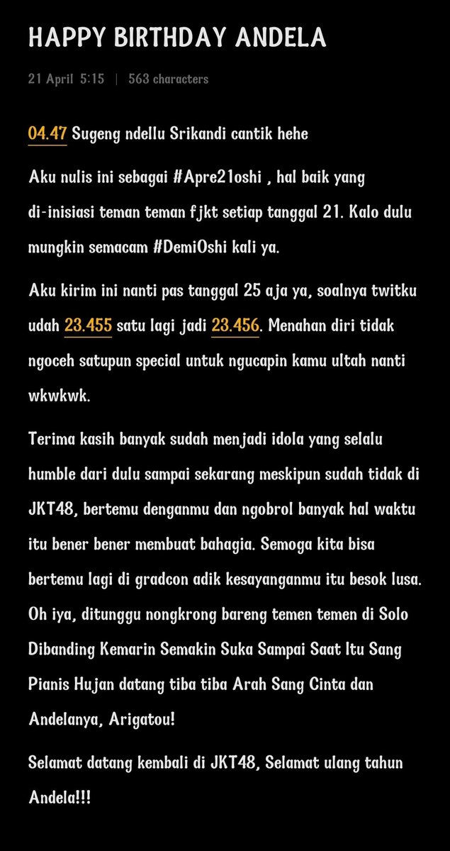 andychester7_'s tweet photo. 00.04
Twit ke 23456
Selamat ulang tahun, Andela! 
✌😁🏹💘 @andelandel97 #Apre21Oshi https://t.co/aG385LlXym
