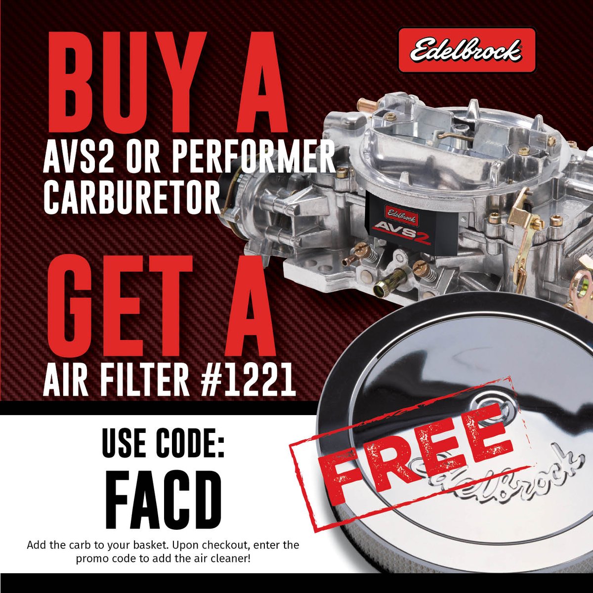 💥ALL MONTH LONG💥 This amazing offer is still available!!! #edelbrock #edelbrockperformance Edelbrock A Reputation Forged in America Here for you: Call: 888-799-1135 Message Us: edelbrock.com/contact/ #racing #builtinusa #performance #autoracing #gofast