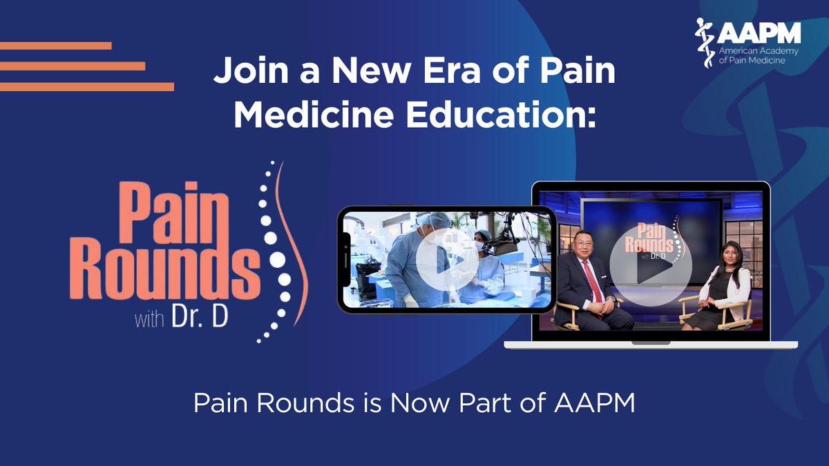 This May 'Pain Rounds' is now part of AAPM A unique video curriculum on the fundamentals of neuromodulation hosted by @ShravaniD_MD of AAPM’s Pain Matters Podcast 'Pain Rounds' offers a dynamic educational experience. More: painmed.org/pain-rounds #PainRounds #Neuromodulation