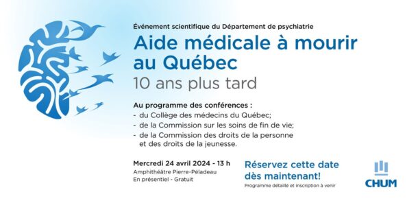 Vivredignite's tweet photo. "10 ans après l'adoption de la #LCSFV, le comité scientifique de l’aide médicale à mourir du département de psychiatrie @CHUMmontreal nous convie à faire le point"
Nous sommes heureux d'y participer à #Montréal #Québec
https://t.co/kSiUM2mkFi #polqc #santeqc #AMM #10ansplustard https://t.co/kU7zXpP2iL