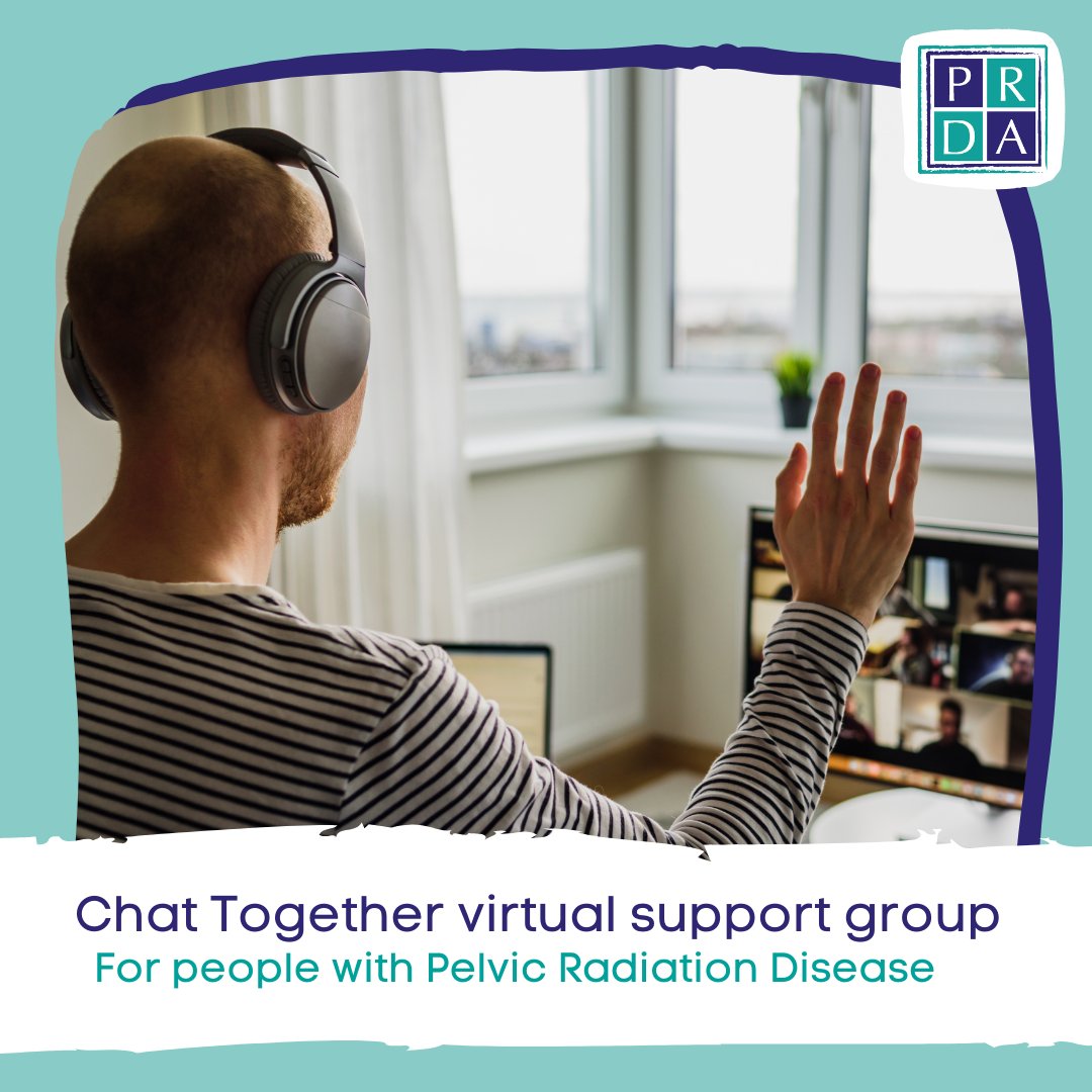 Support is available for people living with #PelvicRadiationDisease at our Chat Together virtual support group, held on the 1st Wednesday of each month at 7pm (UK time). 👉prda.org.uk/support/ #RTLateEffects #CancerQualityOfLife #LivingWithAndBeyondCancer