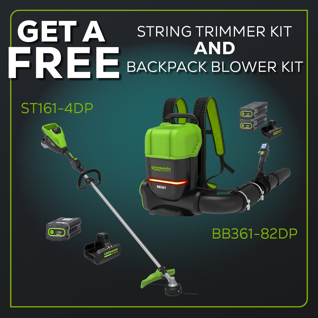 From now - June 30th, when you purchase select outdoor power equipment, you'll receive another complimentary unit completely free.

Check out our #3 bundle.

Contact your local Greenworks Commercial Dealer & check out our website at greenworkscommercial.com.

#GreenworksCommercial