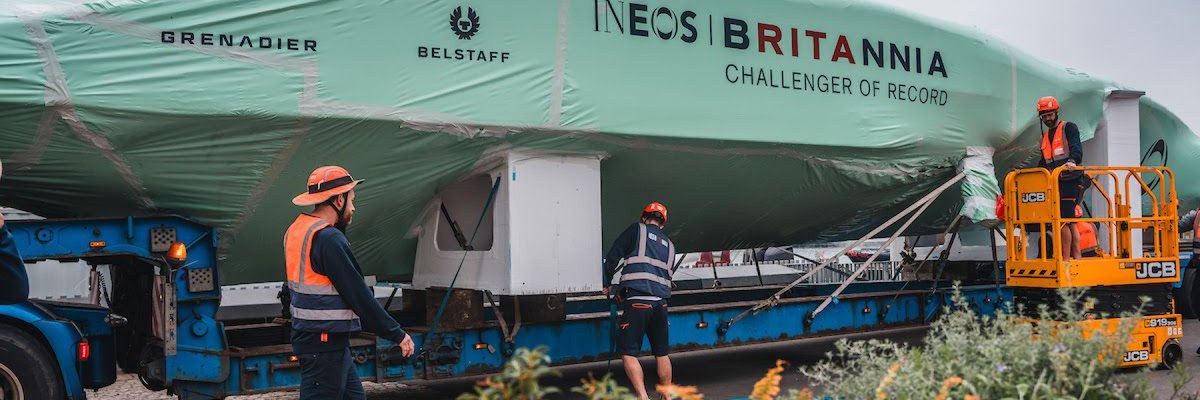 Pivotal moment for @ineosbritannia as AC75 arrives in Spain. INEOS Britannia’s race boat for the 37th America’s Cup has made the 1,000 mile journey from its UK base in Northamptonshire to Barcelona. Find out more: ow.ly/1CUo50RlZf1 #BMNews #MarineTalk #BritishMarine