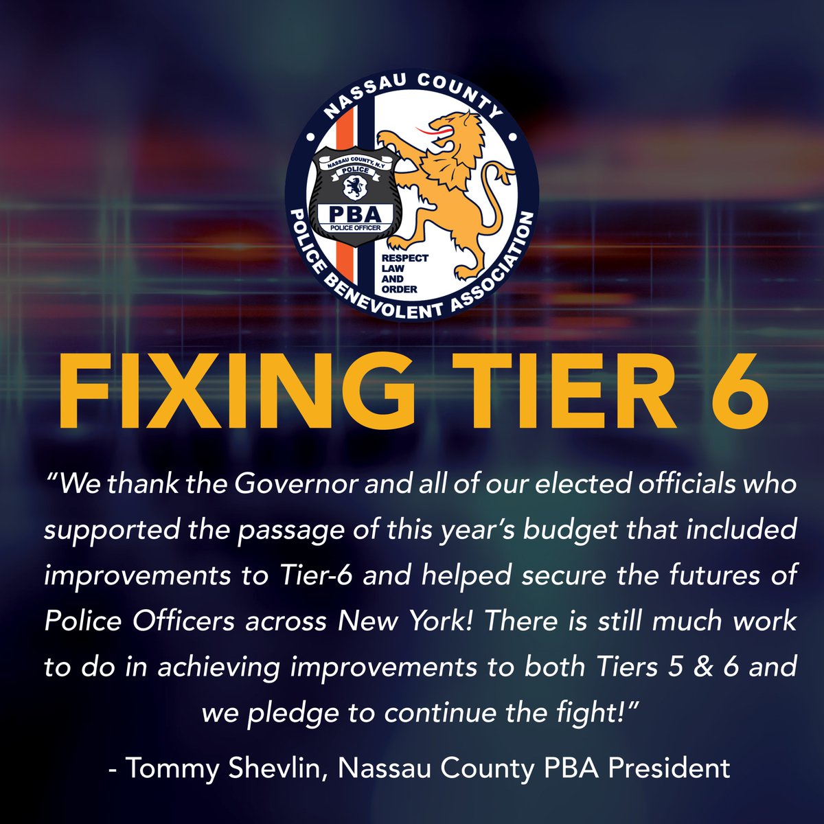 The budget debate in Albany has finally concluded and we are thankful that our voices were heard, and Tier-6 issues are finally being recognized and addressed but this is just the beginning of Tier-6 reform and we pledge to continue the fight!