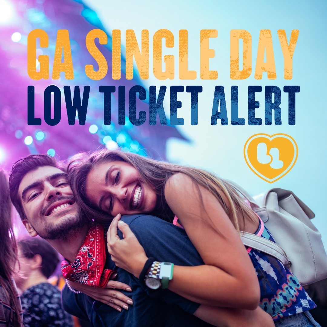 LOW TICKET ALERT 🚨 Our GA single-day tickets are selling FAST! If you are planning to join us but can’t party all three days make sure to LOCK IN your single-day ticket ASAP! Who’s ready for next weekend?! 🙌🔥 Get your tickets at lovinlifemusicfest.com.