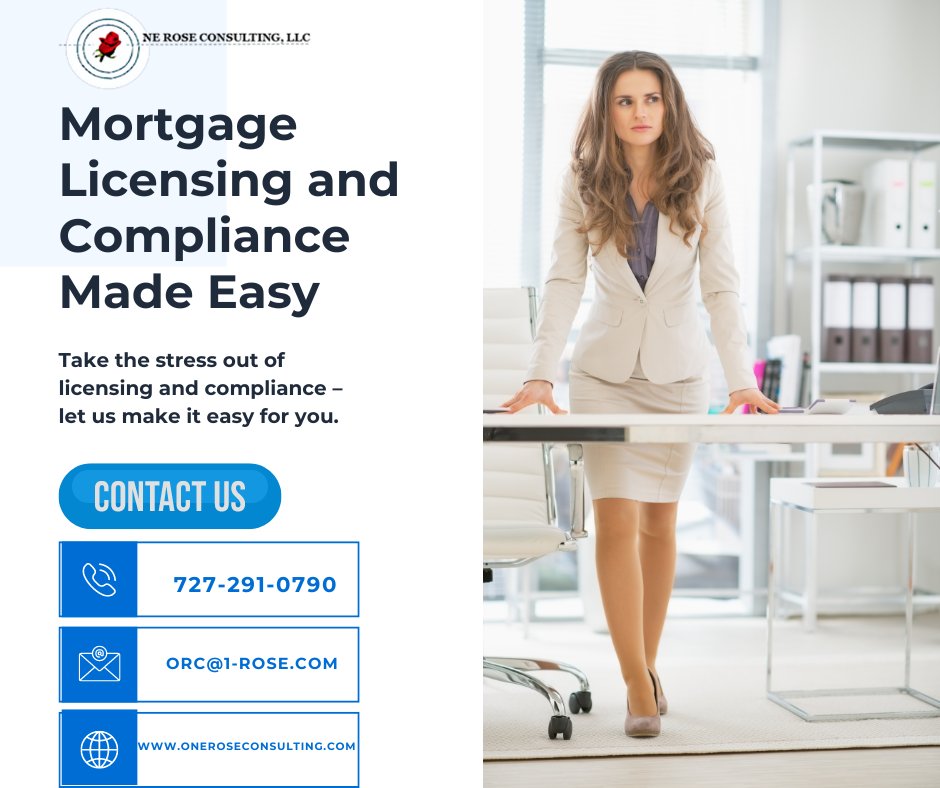 With One Rose Consulting, LLC, achieving mortgage licensing and compliance excellence has never been more easy – grow your business today!#ExpandYourStates #MortgageSuccess #MortgageCompliance #industryexperts #mortgageindustry #mortgagebroker #Mortgagelicensing
