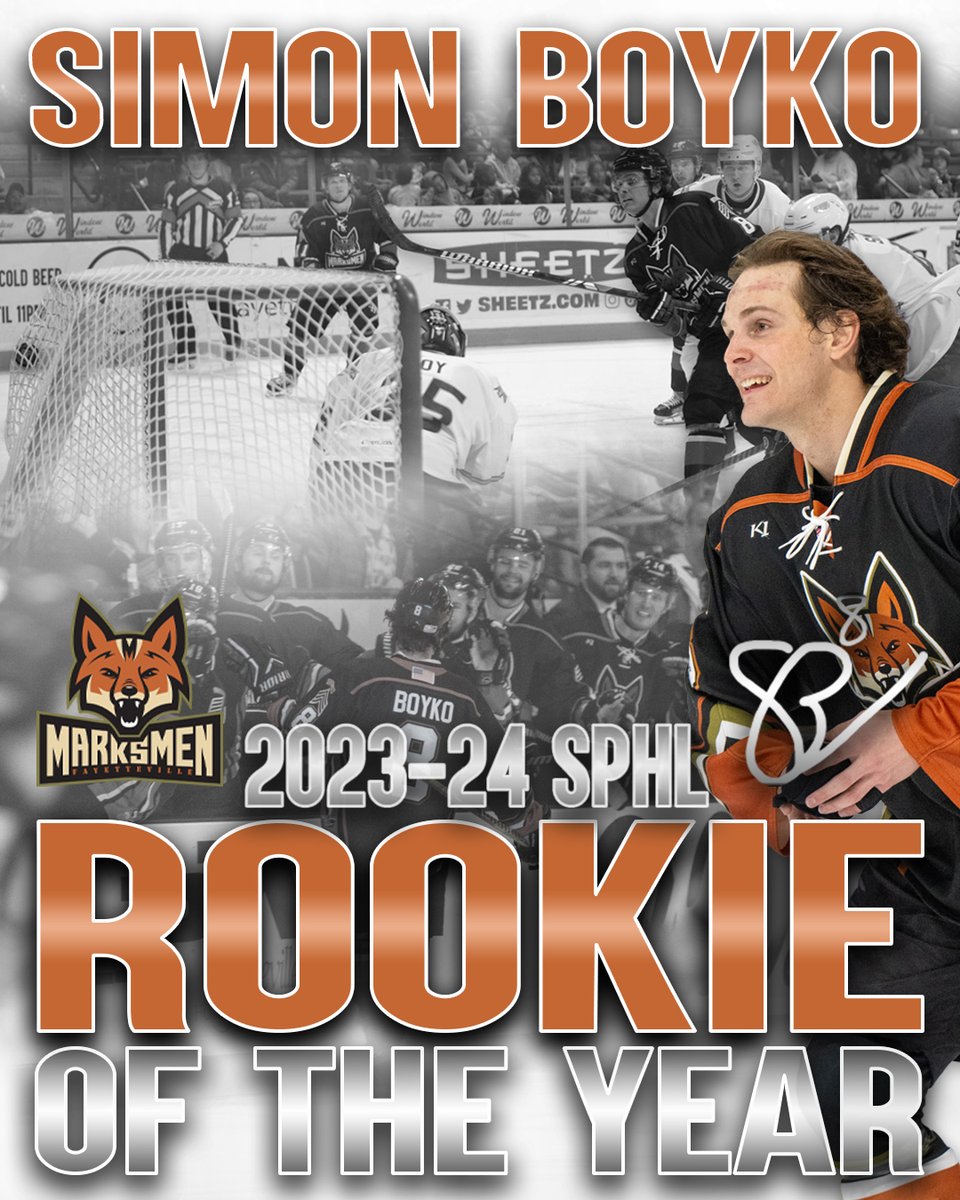 🚨BREAKING: Simon Boyko named SPHL Rookie of the Year!

CONGRATULATIONS, BOYKS!!!

Read more: tinyurl.com/25n2hrzj

#FearTheFox🦊
