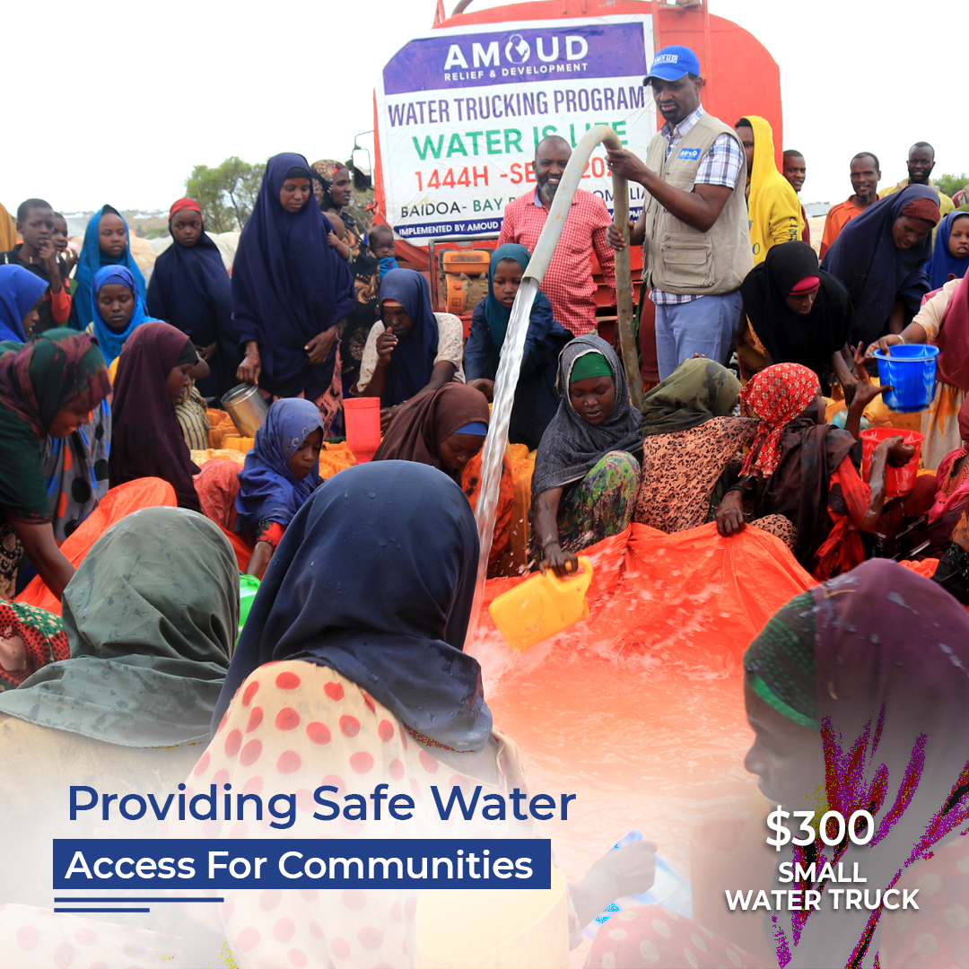 Our water trucks are lifelines to remote communities in the #HornOfAfrica.

The #AmoudFoundation ensures that every drop counts, reaching the furthest corners with clean, life-giving water.

Join us in delivering hope and hydration. Donate now at amoudfoundation.org/cause/water-is….