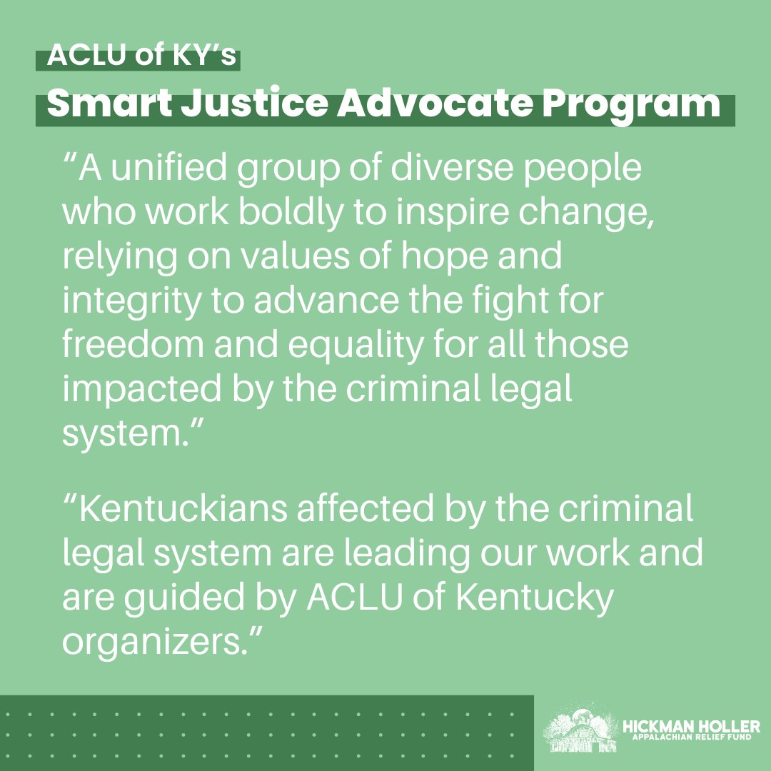 Having personal experience regarding an issue is one of the best ways of learning how to improve upon it, which is why programs like the ACLU of KY’s Smart Justice Advocate Program are so important for improving our current justice system. 1/🧵