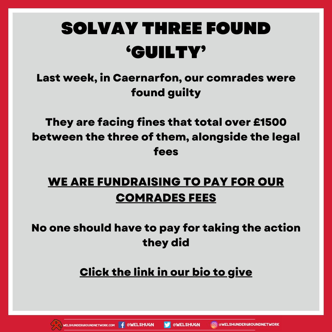 We’re raising £2000 for the Solvay 3, to help pay for their legal fees after they were found guilty We believe that no one should have to pay to stand up for what’s right in the world, join us in supporting them LINK TO DONATE: justgiving.com/crowdfunding/n…