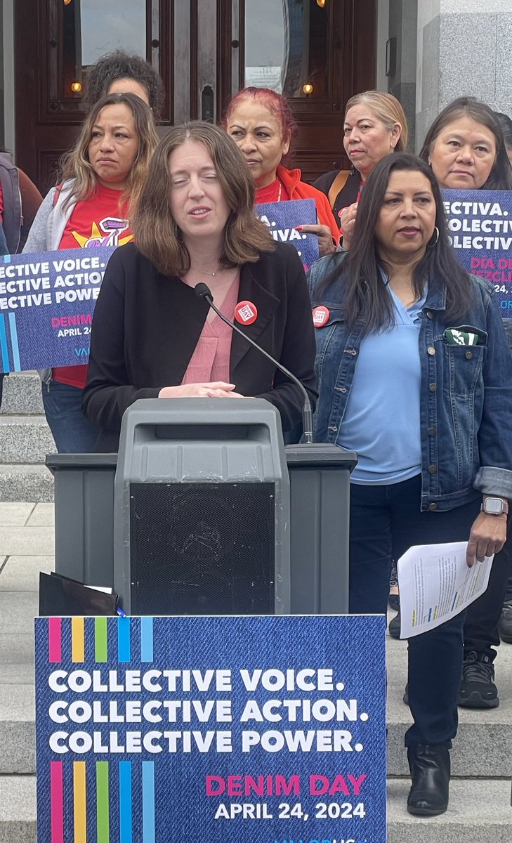 “No survivor should have to stand alone. These cuts are unacceptable.” Krista Colon of @cpedvcoalition on the need for #CALeg and @CAgovernor to provide $200 million for victim services #DenimDay
