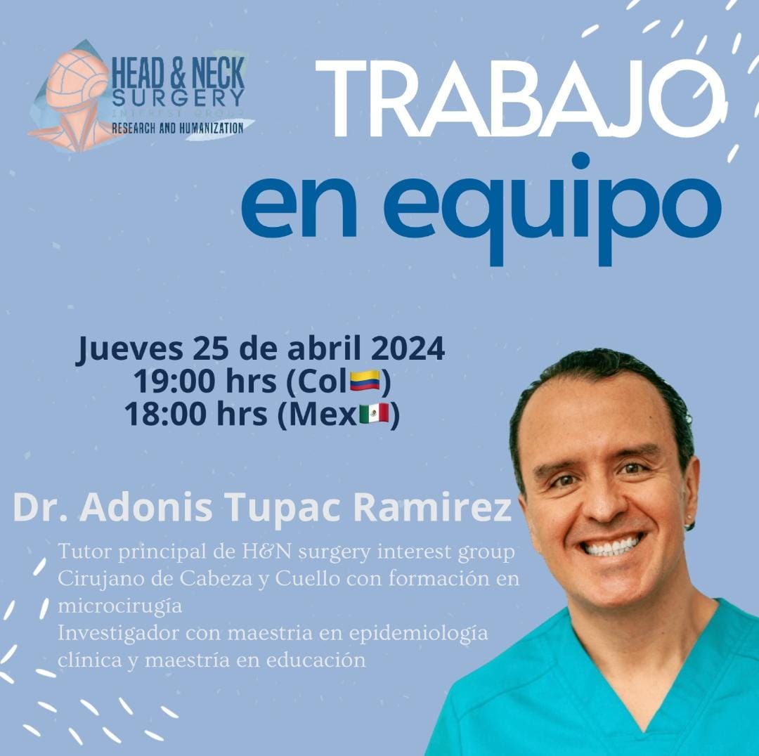 neck_group's tweet photo. NO TE PIERDAS MAÑANA NUESTRA CHARLA DEL MES 📣

[link]
https://t.co/kuwFYGlmHJ

#head #neck #MedTwitter #Medicina #AcademicTwitter #academia #surgery #saludempatica https://t.co/hp8GTdpI9q