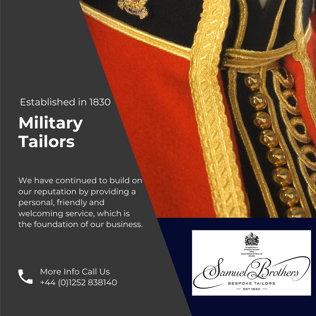 As bespoke Military Tailors, we are capable of producing the best and finest uniforms for any organisation. We support not only the British Military but Government organisations around the world. 

#Uniforms #Tailors #SamuelBrothers #Military #UKBusiness #BritishMade