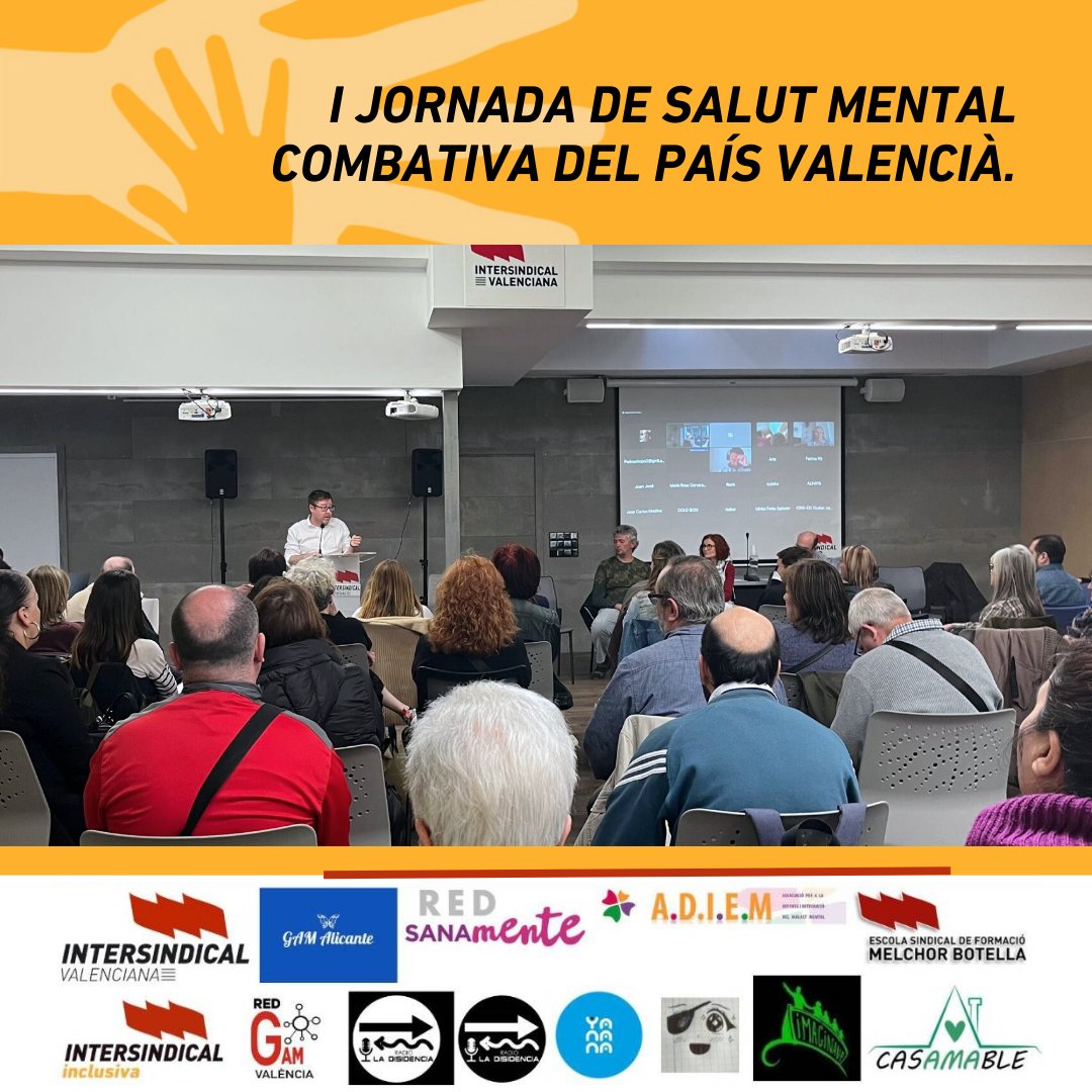 ESFMB's tweet photo. I #Jornada de #Salut Mental Combativa del País #Valencià. #Gràcies a totes i a tots per la gran participació! ESFMB: L'ESCOLA QUE ENS UNEIX! #mentalhealth
@IntersindicalV @IntersindicalI @RedSanamente #gamAlicante @GAMValencia @FundacionAdiem #casAmable #RadioLaDisidiencia https://t.co/4fY7sg0Oyh
