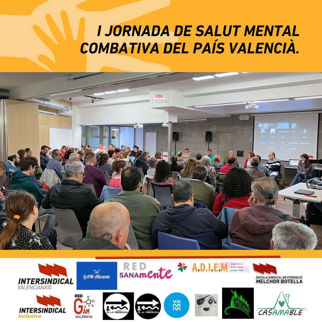 ESFMB's tweet photo. I #Jornada de #Salut Mental Combativa del País #Valencià. #Gràcies a totes i a tots per la gran participació! ESFMB: L'ESCOLA QUE ENS UNEIX! #mentalhealth
@IntersindicalV @IntersindicalI @RedSanamente #gamAlicante @GAMValencia @FundacionAdiem #casAmable #RadioLaDisidiencia https://t.co/4fY7sg0Oyh