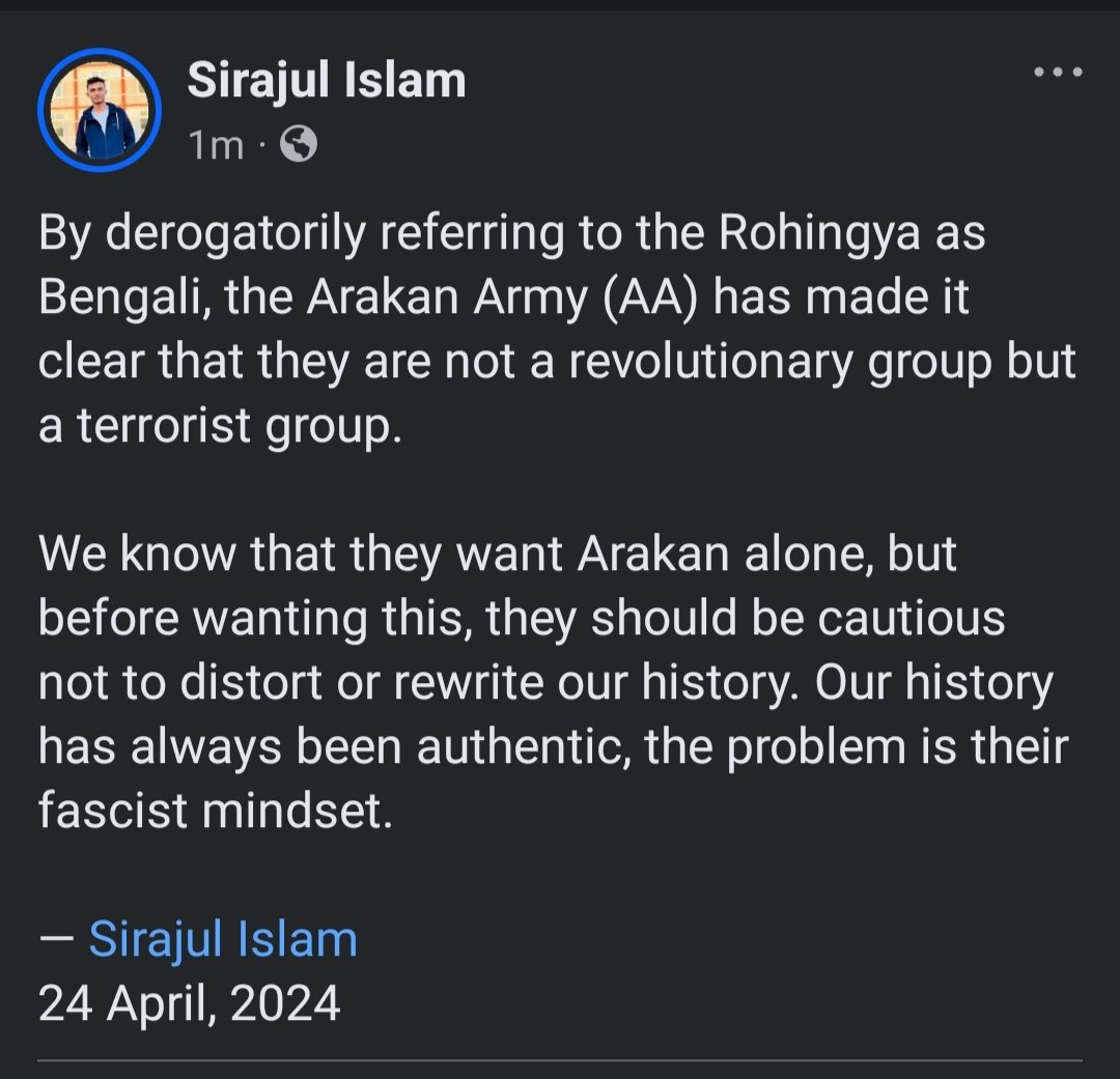 By derogatorily referring to the Rohingya as Bengali, the Arakan Army (AA) has made it clear that they are not a revolutionary group but a terrorist group.