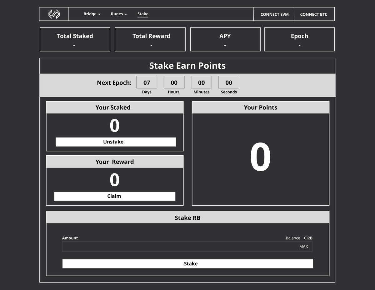 STAKING EARN POINTS - UPCOMING 💯 

🔸RunesBridge Points are a tool to calculate and distribute benefits to $RB token holders
🔸RunesBridge Points can only be earned by participating in Staking
🔸RunesBridge Points holders will receive rewards every Epoch and be allocated slots