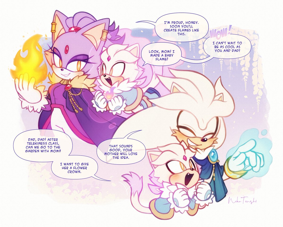 ✨✨It was about time to draw this beautiful couple with their adorable prince✨✨🐱🩷🦔 #SilverTheHedgehog #BlazeTheCat #fankid