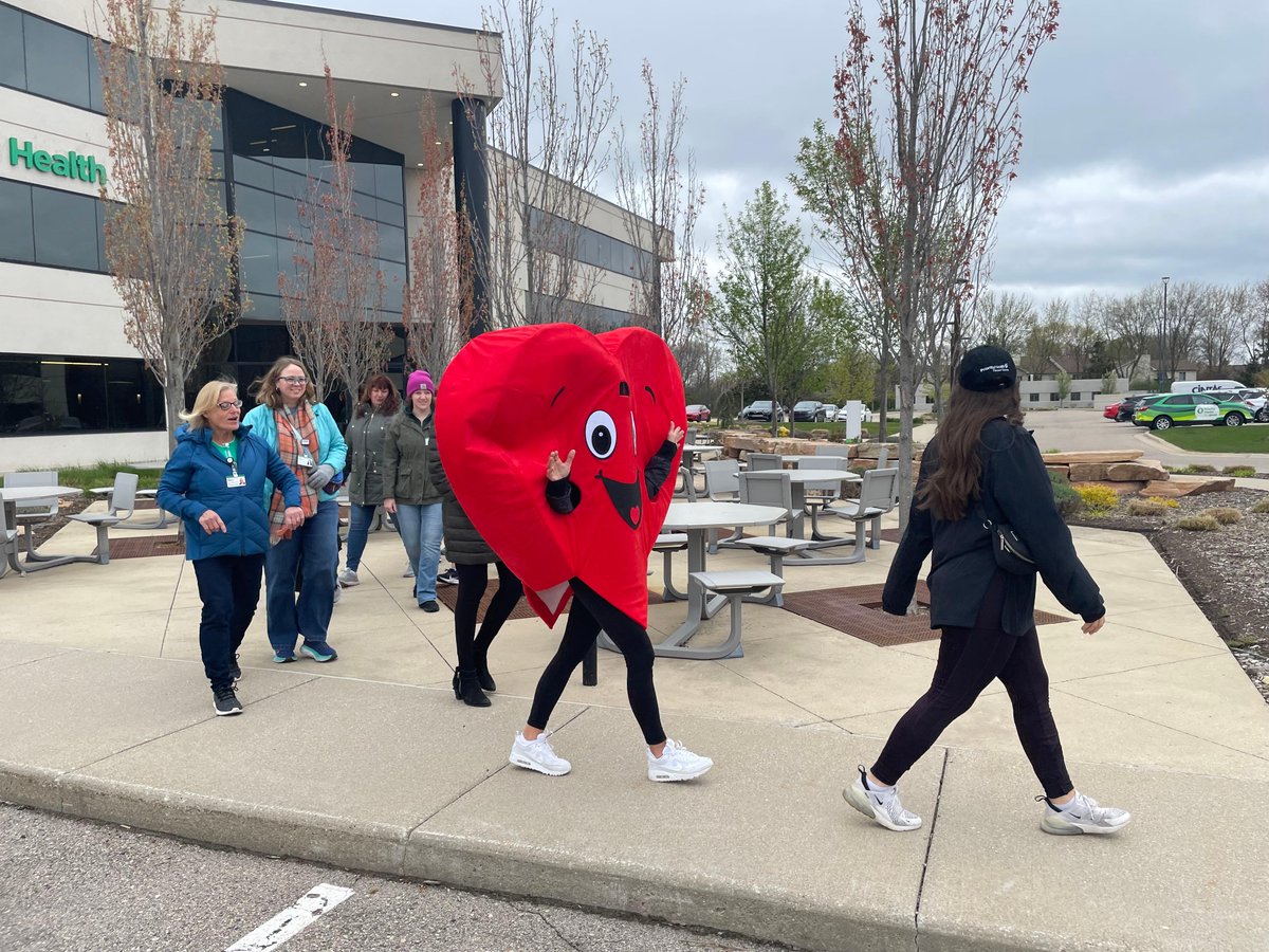 Hearty is on the move again! After all, it's #MoveMore month this April. Today, we're walking with @PriorityHealth, for our hearts! Just a 20-minute walk every day reduces your risk of diseases, improves mental health and lowers your risk of depression.