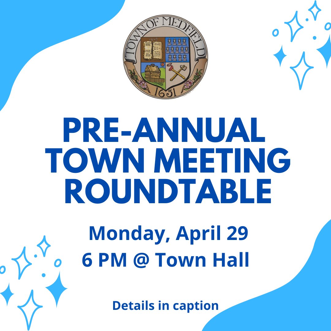 Join Town Moderator, Mike Pastore, on Monday, April 29 at 6 PM for a Pre-Annual Town Meeting Roundtable. The public forum will be hosted at the Town House and on Zoom. Town officials will be available to answer any questions about Town Meeting and Warrant Articles.