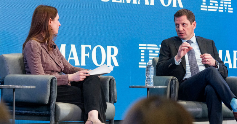 semafor's tweet photo. “I believe to this day we’re the only technology company that has published the data sources we use to train our AI. I think that’s a big statement. It was important to IBM that we put it out in the public domain, so people can see exactly what we’re using.”