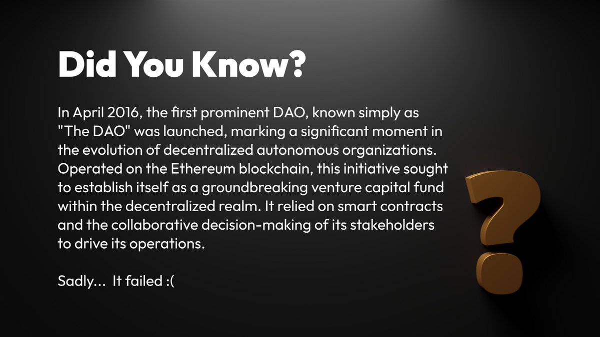 The story of the DAO. 

#DAO #DidYouKnow #Humanode