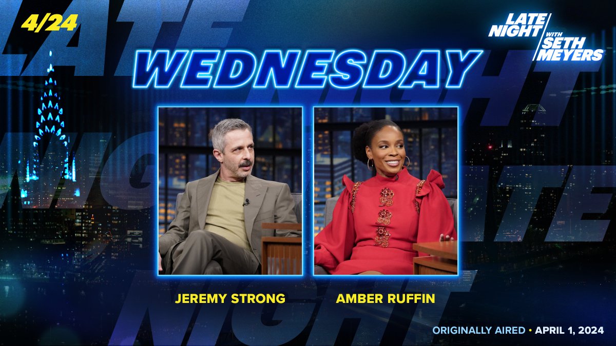 Tonight actor Jeremy Strong and #LNSM writer @ambermruffin are in Studio 8G.