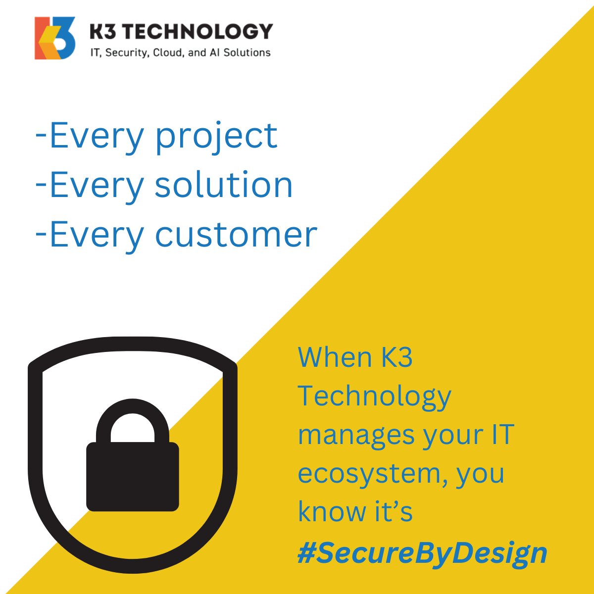Your peace of mind is our blueprint. 

With K3 Technology, rest assured that every layer of your IT is #SecureByDesign. 
Learn more at: hubs.li/Q02tcWsn0

#Cybersecurity