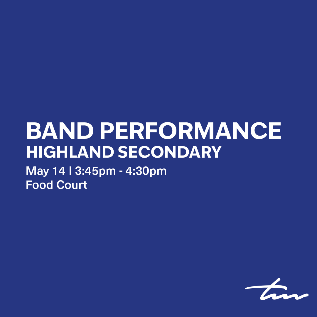Join Us for a Musical Treat in the Food Court! The Highland Secondary Junior Concert Band Will Be Showcasing Their Talents During Their Annual Band Trip. Enjoy the Musical Efforts of These Young Musicians as They Share Their Passion for Music with the Community! 🎺🎷🥁