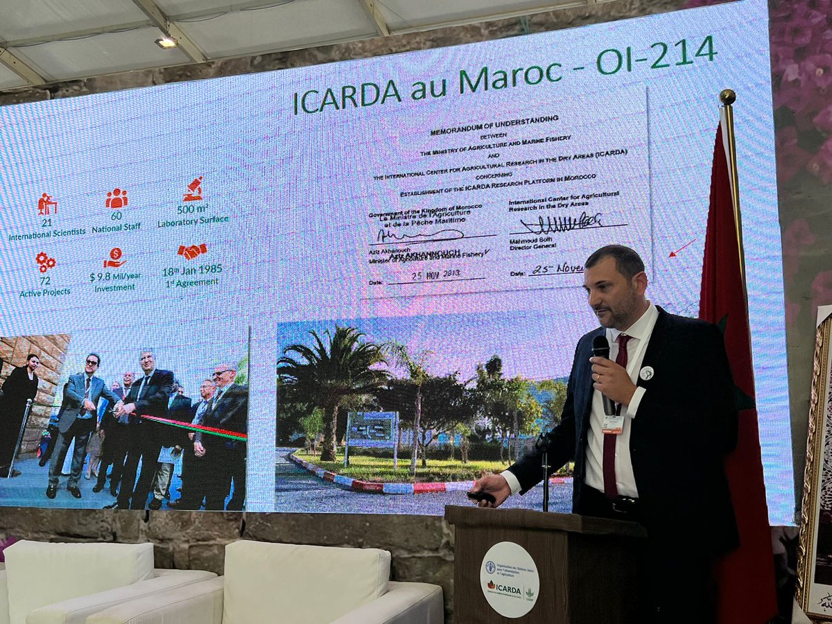ICARDA's tweet photo. "All stakeholders must come together to translate agricultural innovations into higher productivity and greater resilience for the people and the planet." - @fillobax Principal Investigator Genetic Innovation at ICARDA

📌 Conservation Agriculture in Morocco  
📍SIAM 2024, Meknes https://t.co/yivq80OS8a