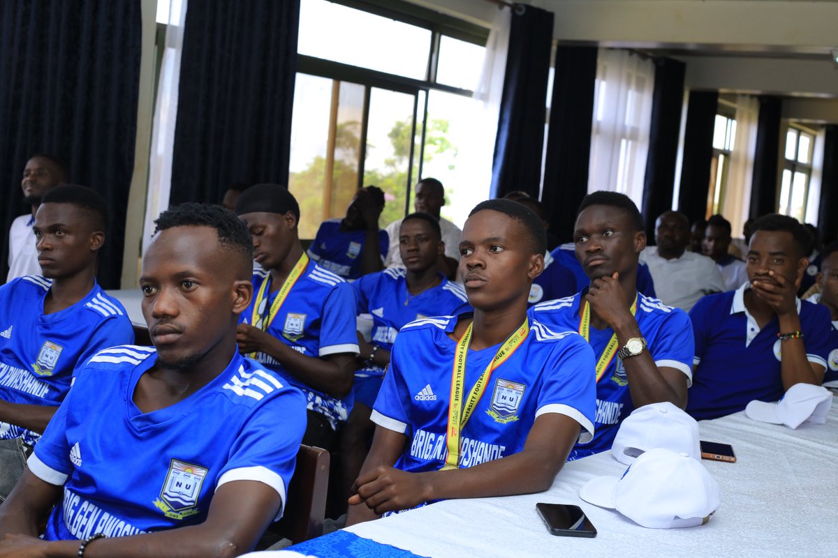 NkumbaUni's tweet photo. Today, the 2023/2024 @uflug Champions were honored and celebrated in style as management convened at Mpanga Library to extend a token of appreciation to the entire Footbal team, the Coaches and Managers. 

"It is because of your hard work and dedicated efforts on and off the pitch that we were able to break the deadlock and bring the championship home,  thank you."- @judlub,   Vice Chancellor,  Nkumba University. 

#I_Owe_You 🎓