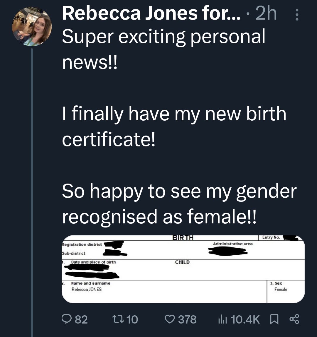 You know who DOESN’T need to change their gender to female on their birth certificate?

Women.