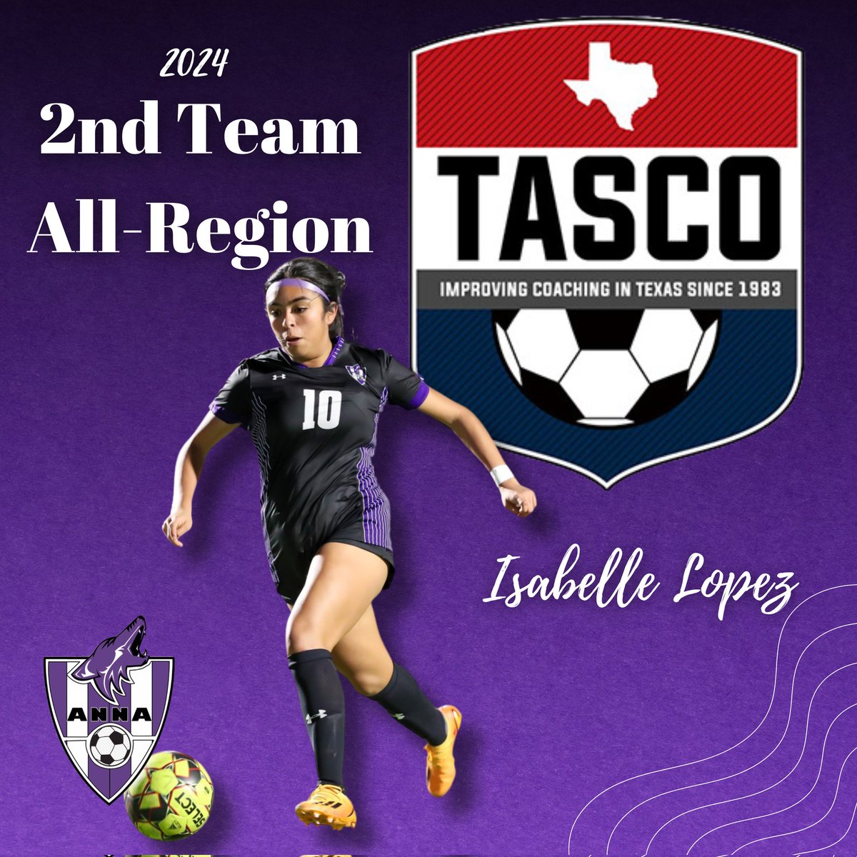 Congratulations to <a href="/belle_lopezz/">Isabelle</a> for being selected by <a href="/tascosoccer/">TASCO</a> as a 2024 2nd Team All-Region player! 

#ironsharpensiron