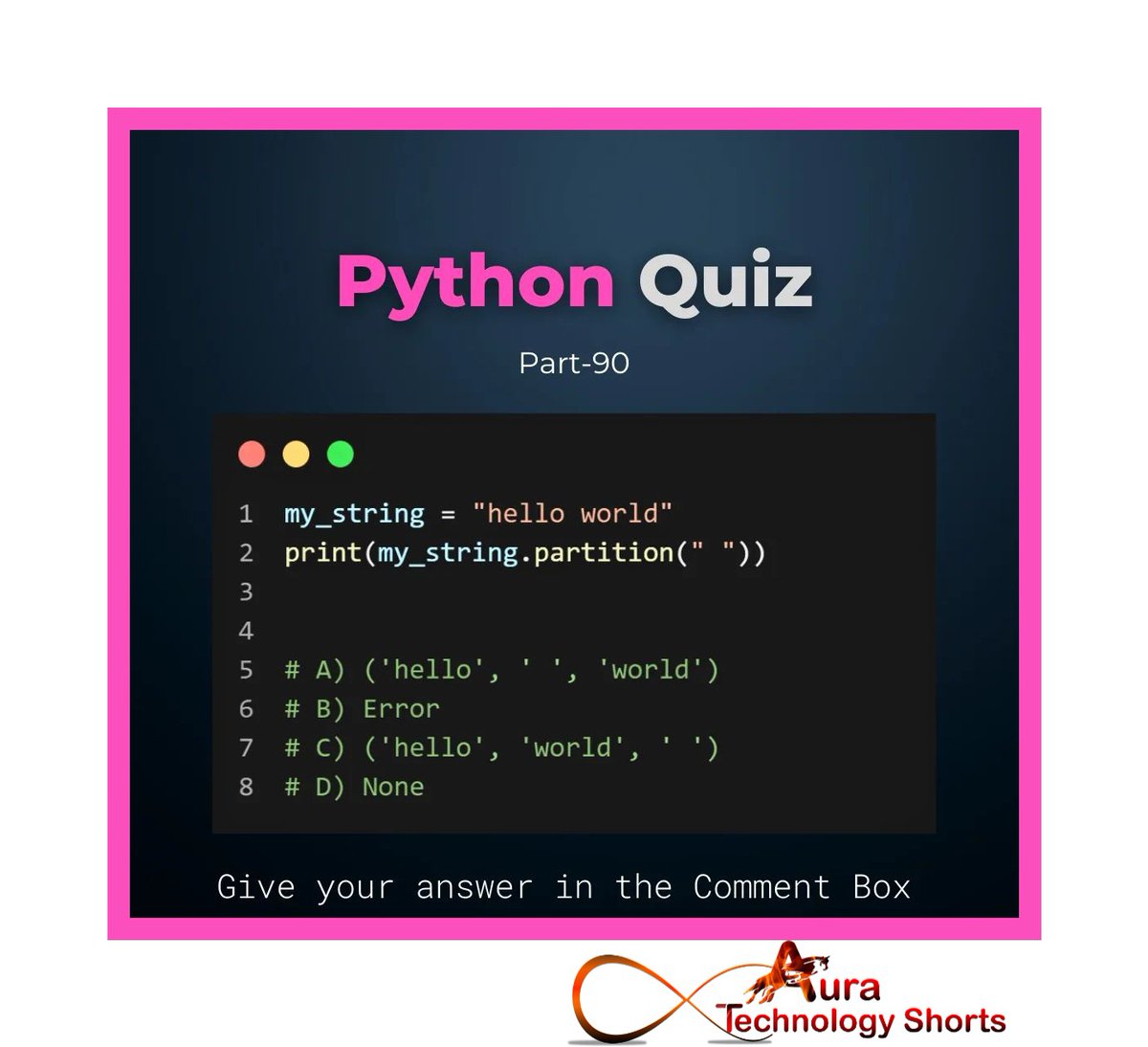 python quiz
.............
#PythonQuiz #CodingChallenge #TechTrivia #PythonPuzzles #CodeQuiz #PythonKnowledge #TechQuiz #PythonChallenge #CodePuzzles #PythonTrivia