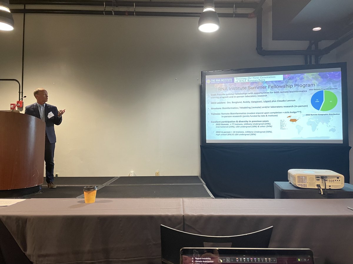 Our PI talked about @TheRNAInstitute Summer Fellowship Program at the 2024 mRNA Technology Conference today in Boston, MA. #2024mRNATechnologyConference #ualbany #thernainstitute