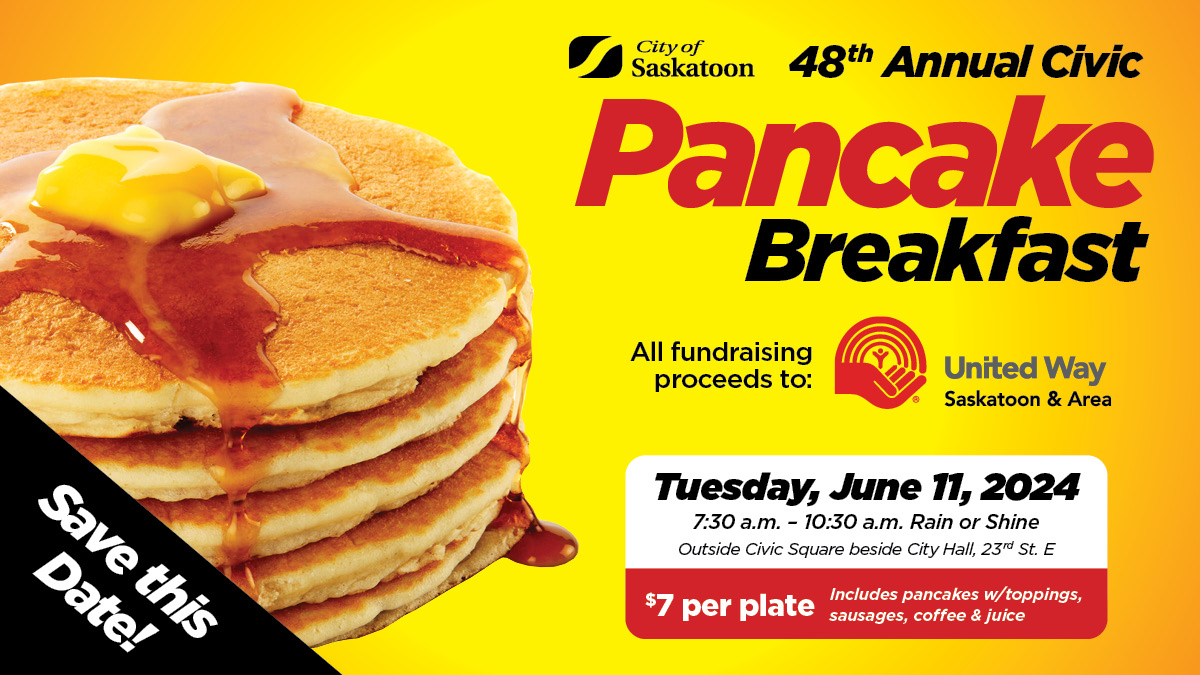 🎉🥞 Plan to attend this fun community event that kicks off summer and brings our community together with musical performers, dancers and entertainment. Hope to see you soon, make it butter 🤭, bring your friends! 👉 Details: saskatoon.ca/pancakes @UnitedWayStoon