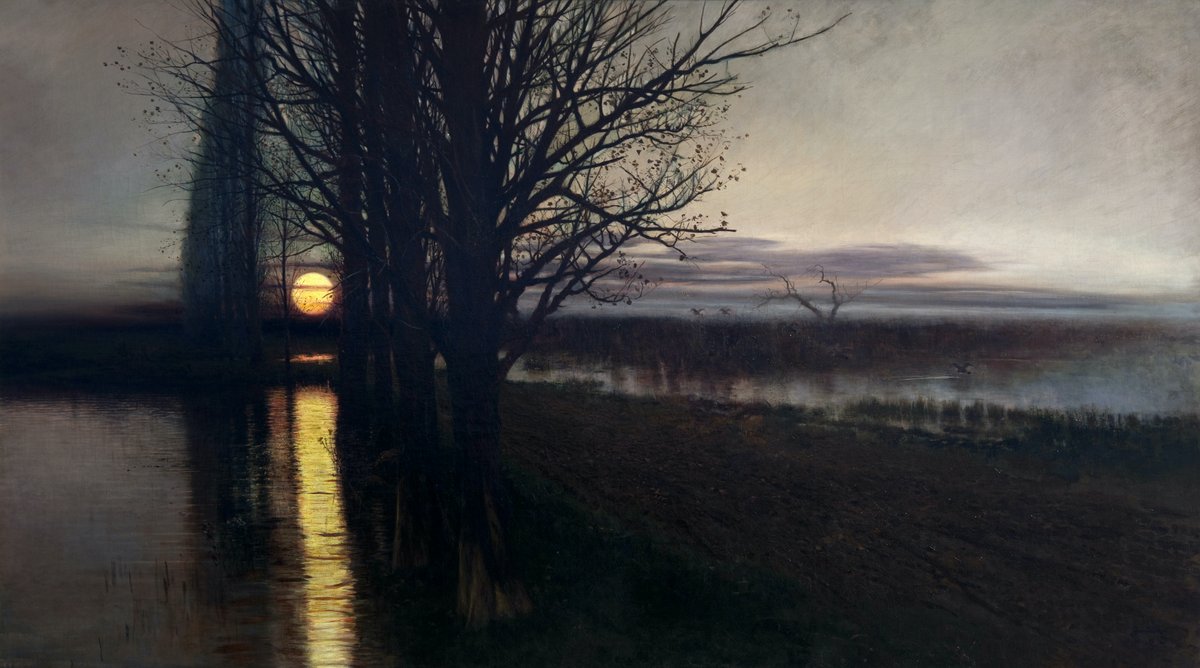 polmastersofart's tweet photo. Stanisław Masłowski - Wschód księżyca (olej na płótnie, 124 x 220 cm), 1884, Muzeum Narodowe w Krakowie. #PolishMastersofArt #StanislawMaslowski https://t.co/eDY6y9TRLO