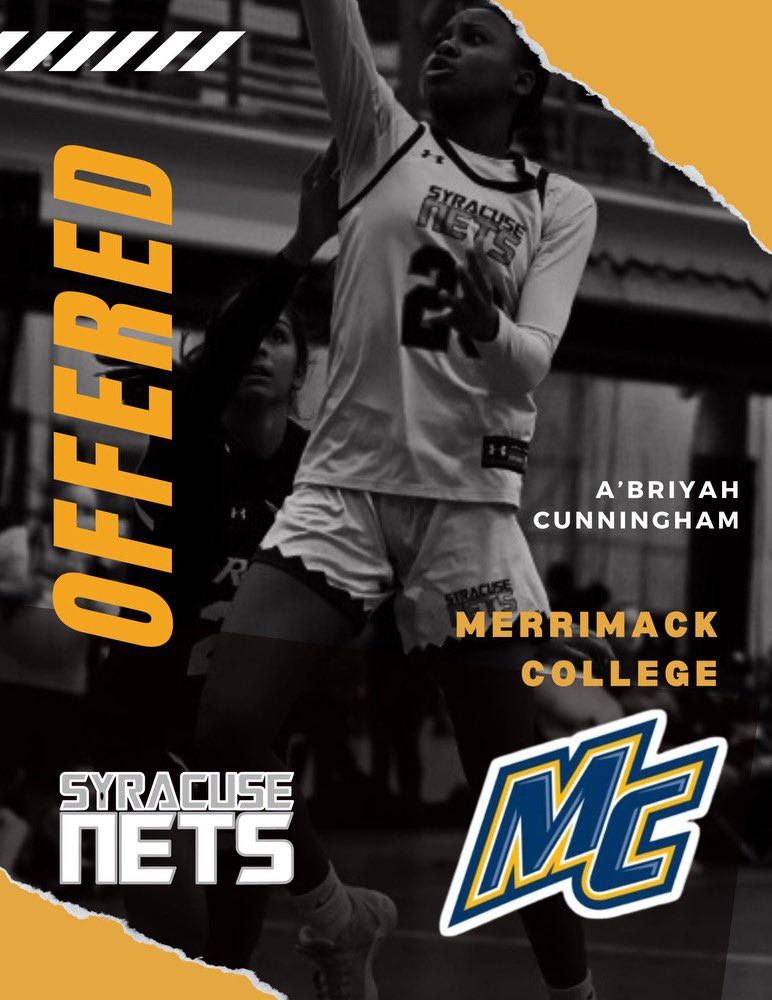 After a great talk with Head Coach Kelly Morrone and the @MerrimackWBB staff, congratulations to A’briyah Cunningham on receiving a scholarship offer to play basketball @Merrimack! #gomack
