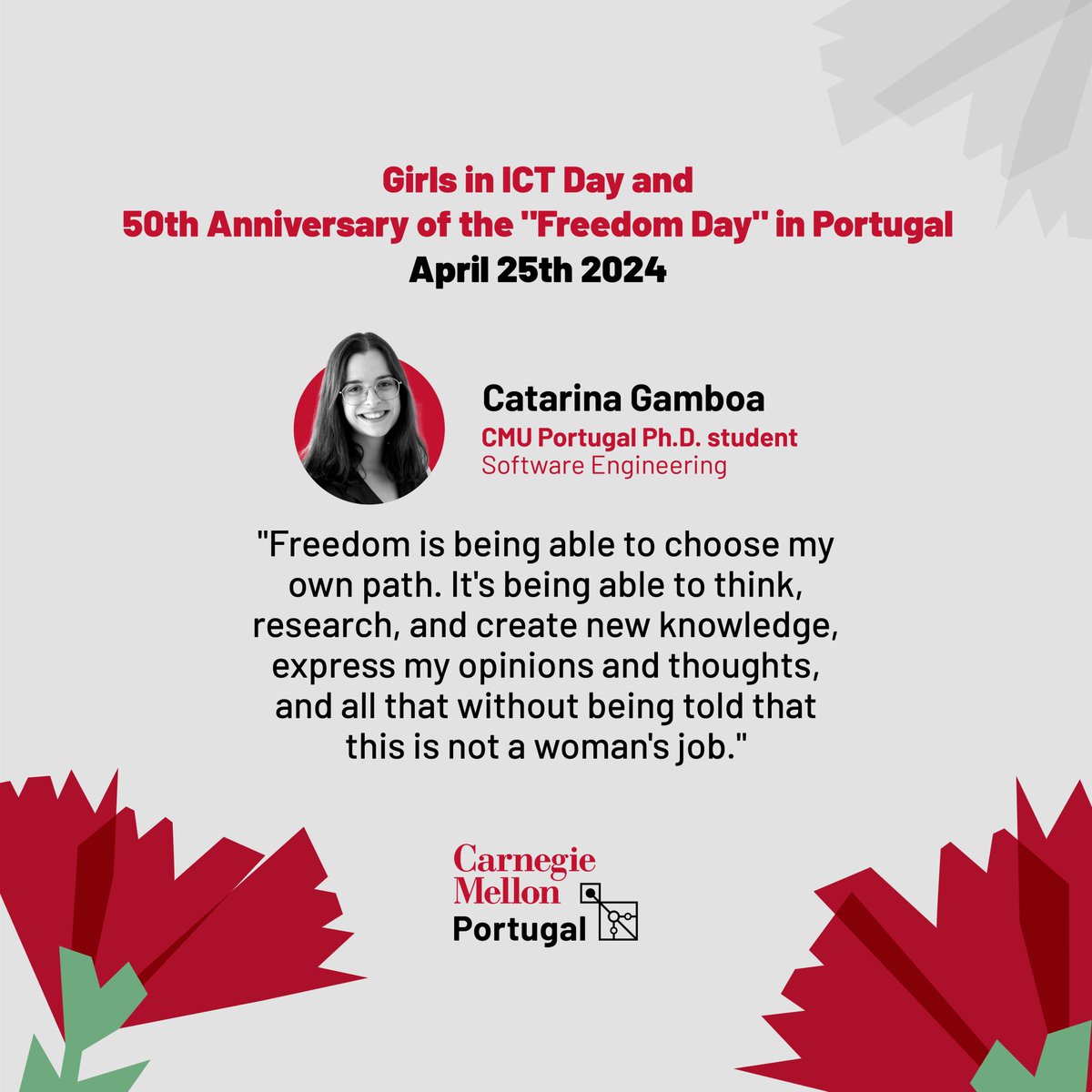 #25deabril #GirlsInICT #CMUPortugal @catarinavgamboa @S3DatCMU @cienciasulisboa